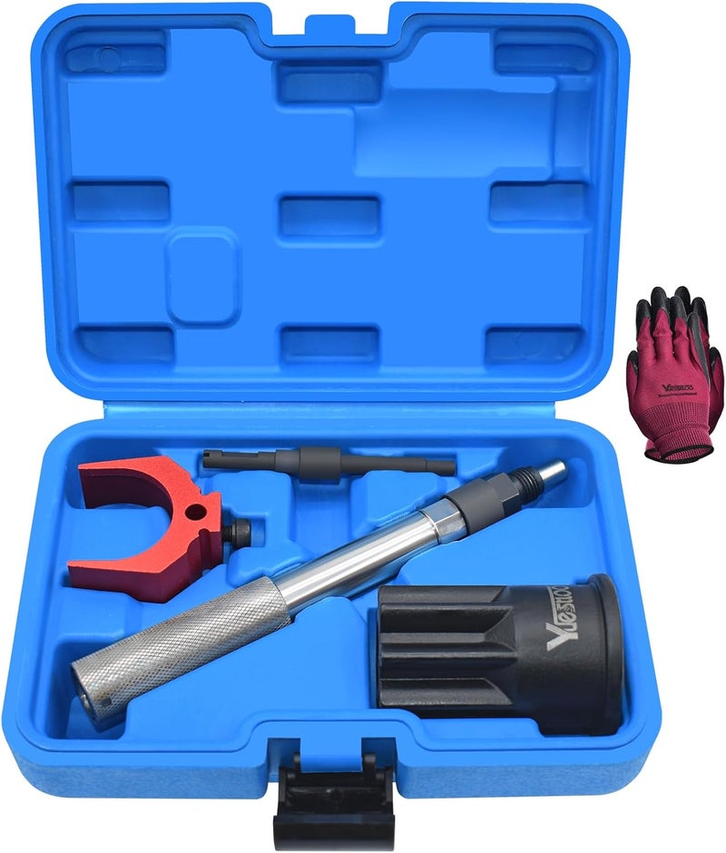 Yuesstloo 3PCS J-42083 Automatic Timing Pin + 9U-7227 Injector Height Adjustment Gauge Tool + J-38587-A Engine Barring Socket, Compatible with Caterpillar 3406E C-15 C-16 - Image 1